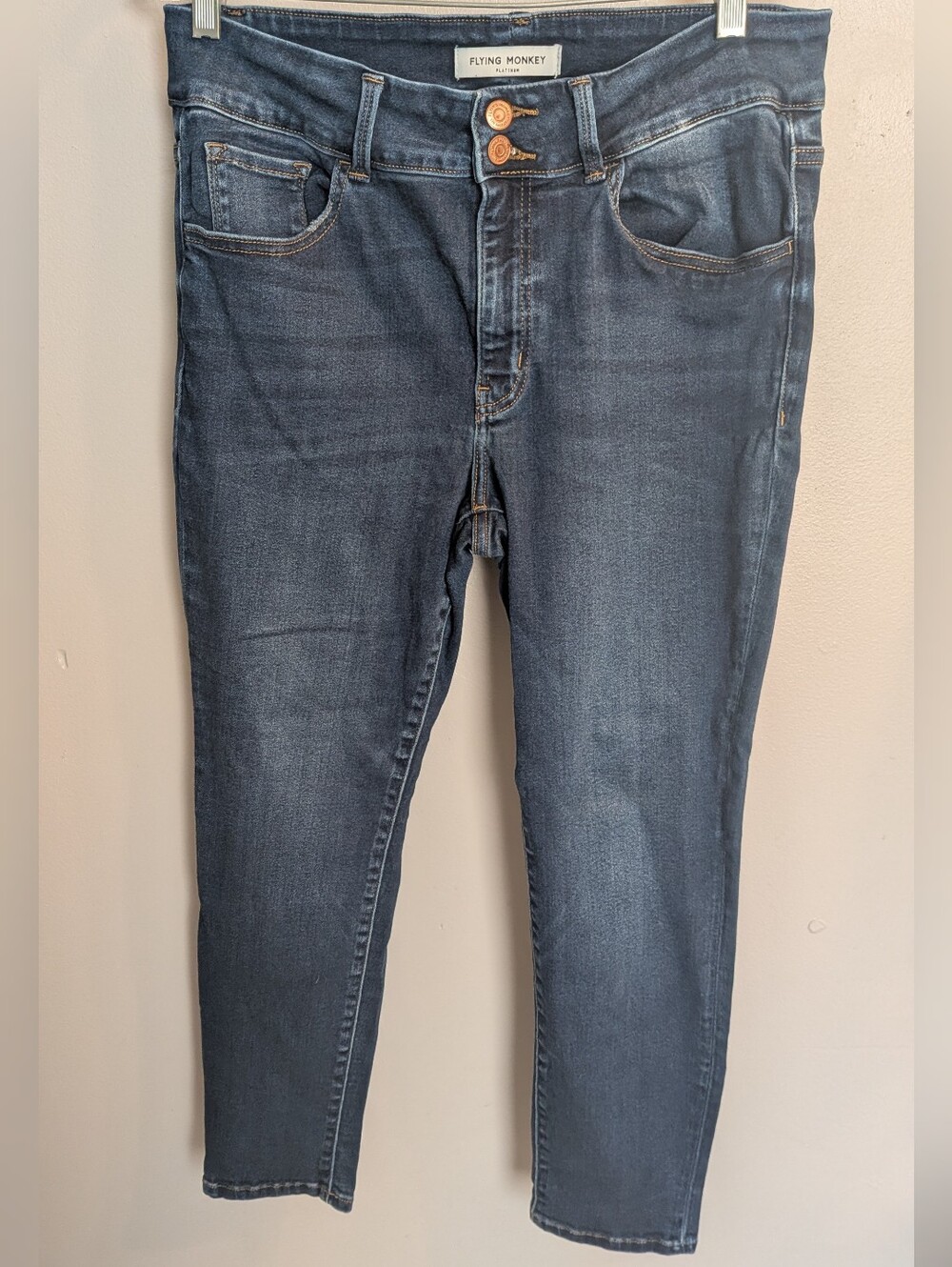Flying Monkey Platinum Double Button Skinny Jeans Dark Wash 16W